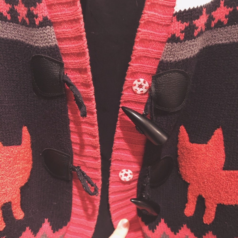 A02 Button Toggle Sweater With Kittie Ears Hoodie - image 4